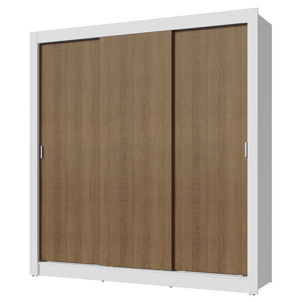 Clóset Matrimonial 3 Puertas Corredizas Blanco/Marrón Nobre