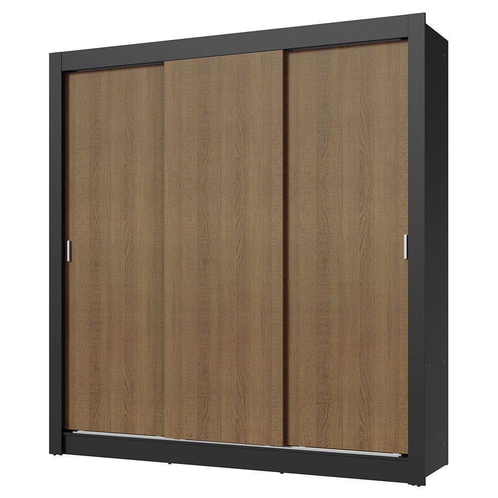 Clóset Matrimonial 3 Puertas Corredizas Negro/Marrón Nobre