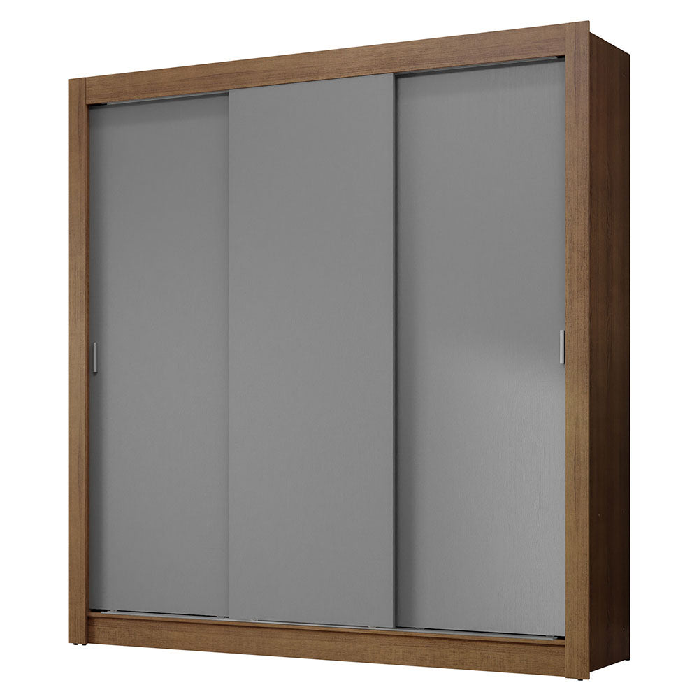 Clóset Matrimonial 3 Puertas Corredizas con Espejos Blanco/Gris Nobre