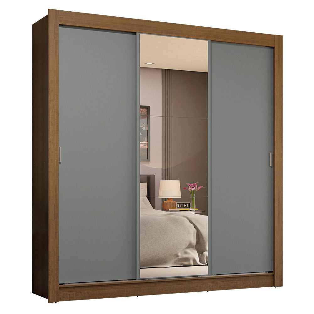 Clóset Matrimonial 3 Puertas Corredizas 4 Cajones Blanco/Gris Sublime Plus