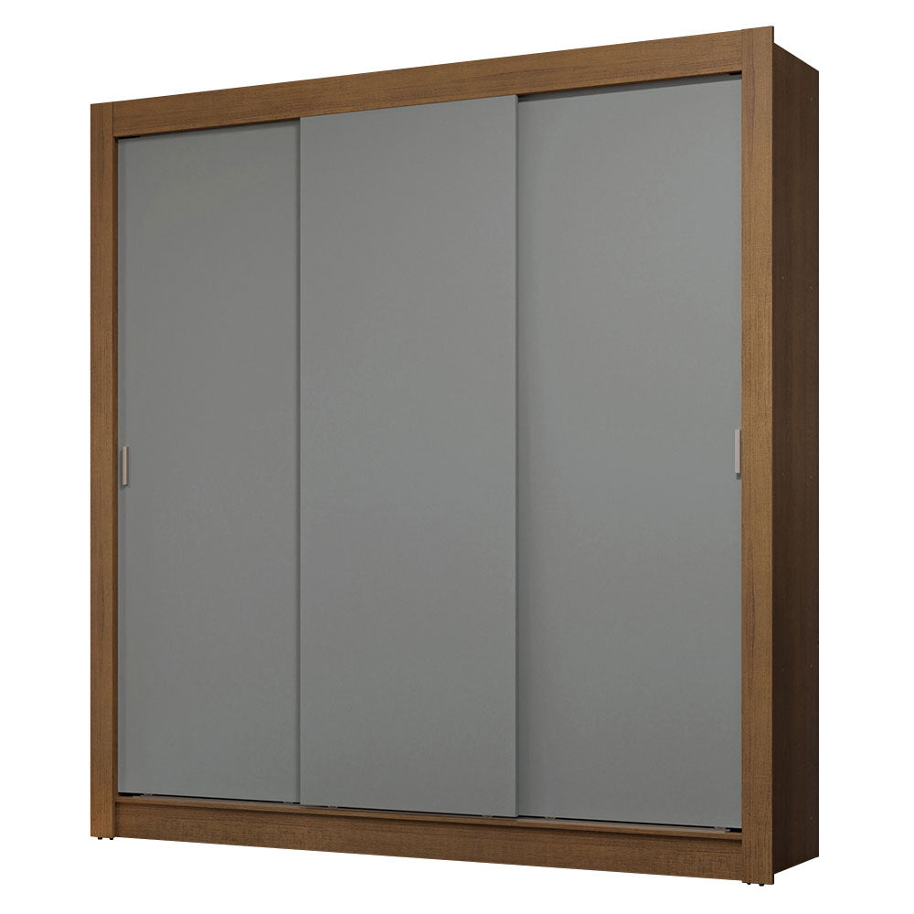 Clóset Matrimonial 3 Puertas Corredizas con Espejos 2 Cajones Marrón/Gris Sublime