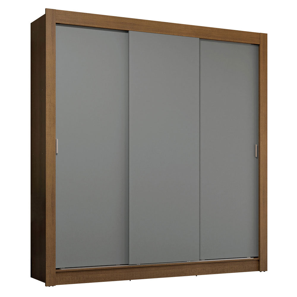 Clóset Matrimonial 3 Puertas Corredizas con Espejos 4 Cajones Marrón/Gris Sublime Plus