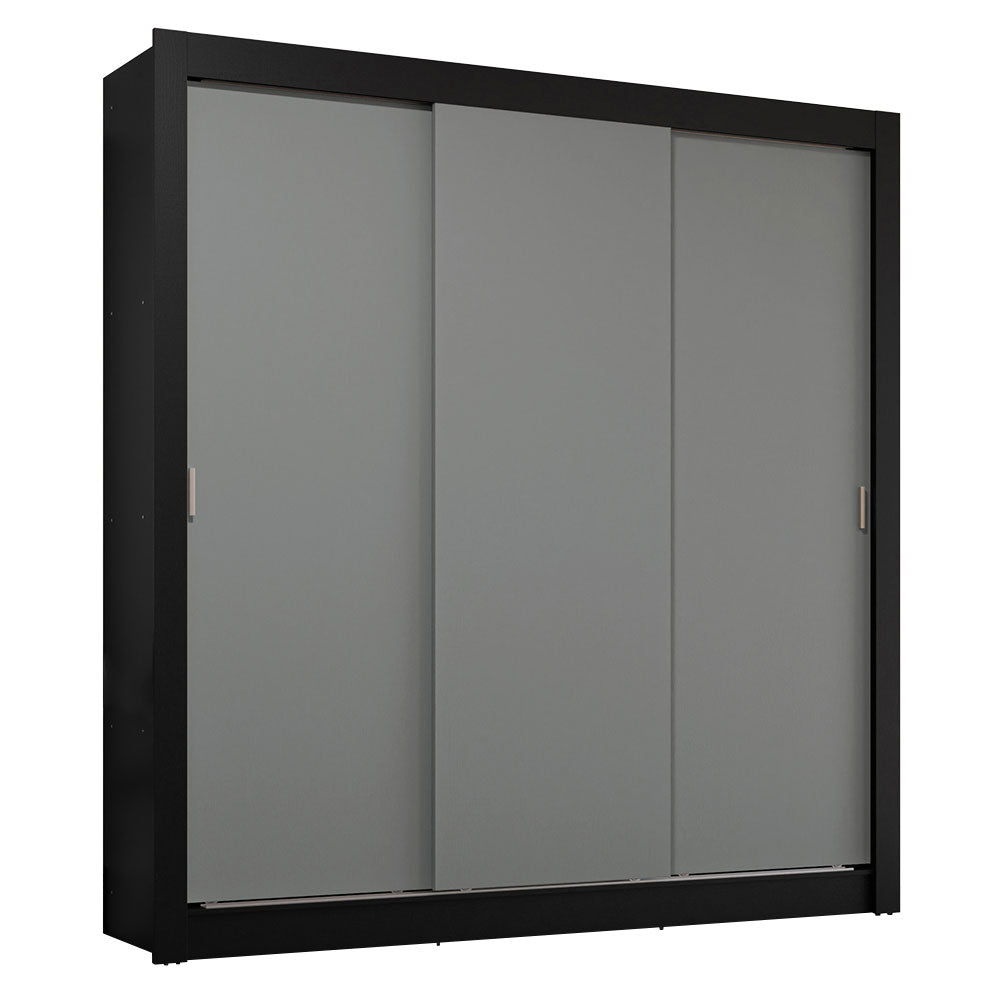 Clóset Matrimonial 3 Puertas Corredizas 4 Cajones Negro/Gris Sublime Plus