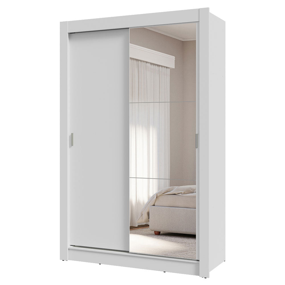 Clóset 2 Puertas Corredizas con Espejo 4 Cajones Blanco Vivare Plus