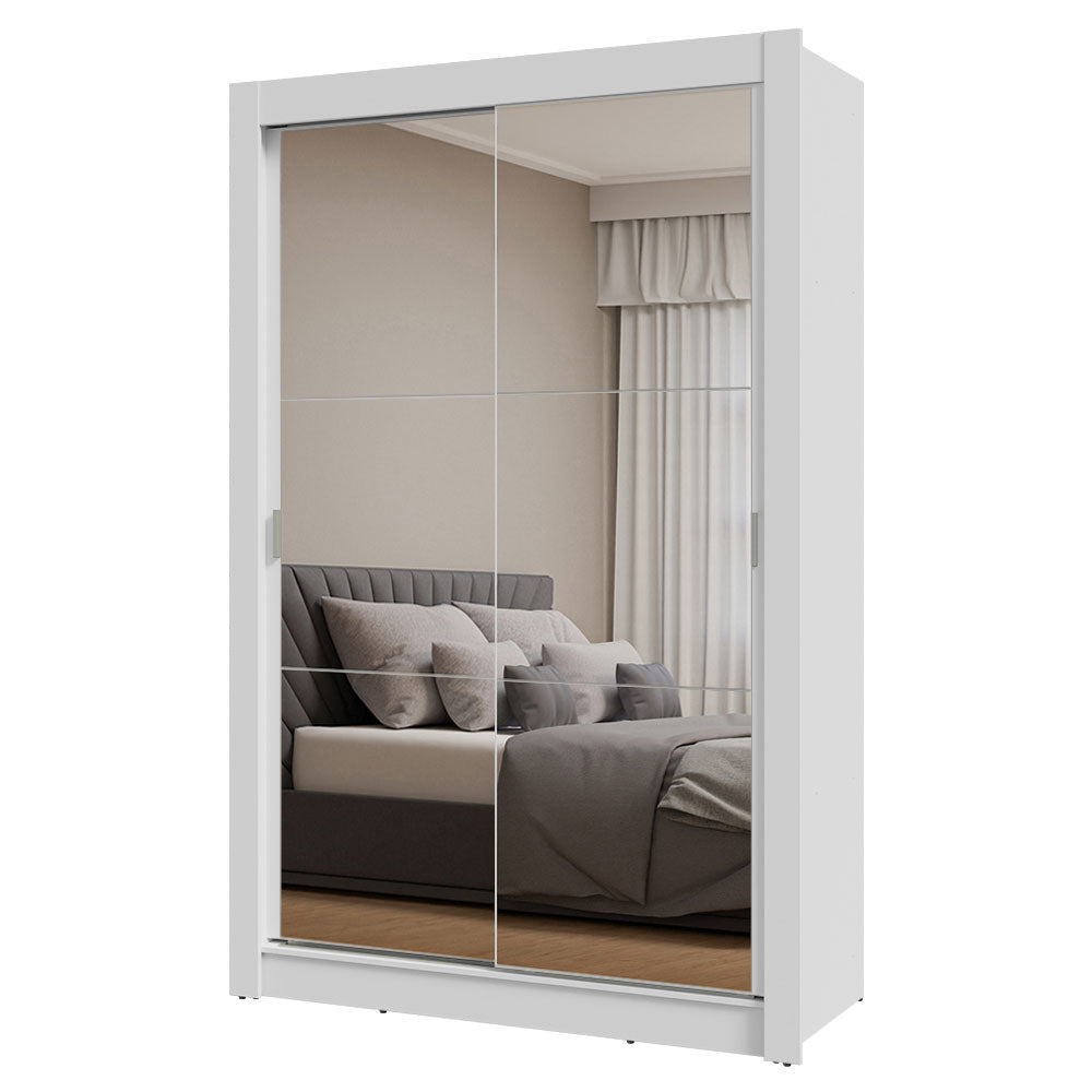 Clóset 2 Puertas Corredizas con Espejos Blanco Milano