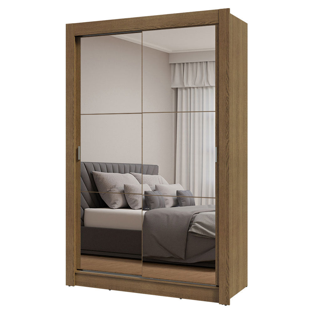 Clóset Soltero 2 Puertas Corredizas con Espejos Marrón Milano