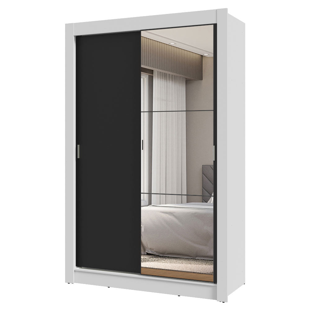 Clóset 2 Puertas Corredizas con Espejo 2 Cajones Blanco/Negro Vivare