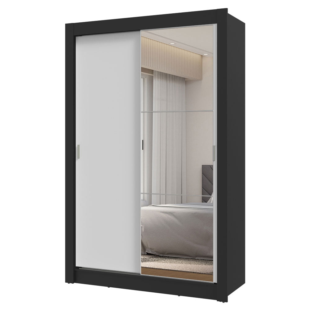 Clóset 2 Puertas Corredizas con Espejo 2 Cajones Negro/Blanco Vivare