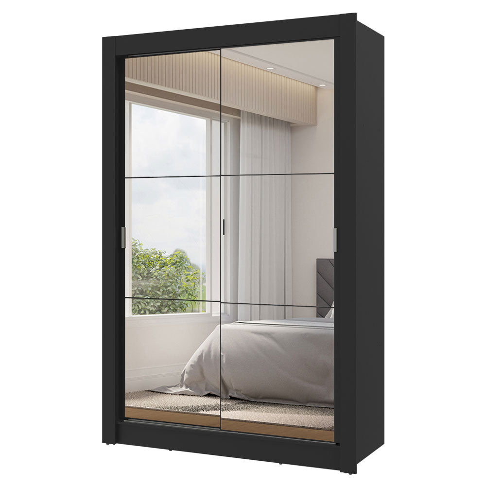Clóset 2 Puertas Corredizas con Espejos 2 Cajones Negro Vivare