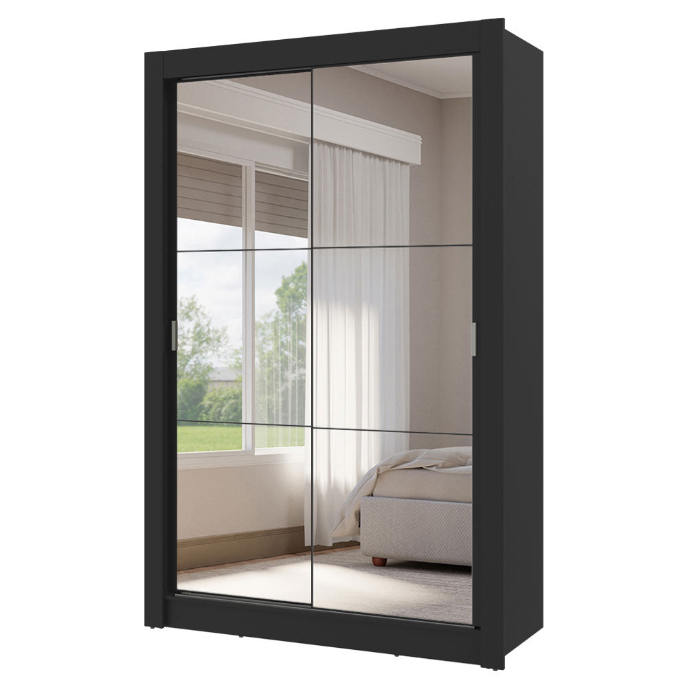 Clóset 2 Puertas Corredizas con Espejos 4 Cajones Negro Vivare Plus