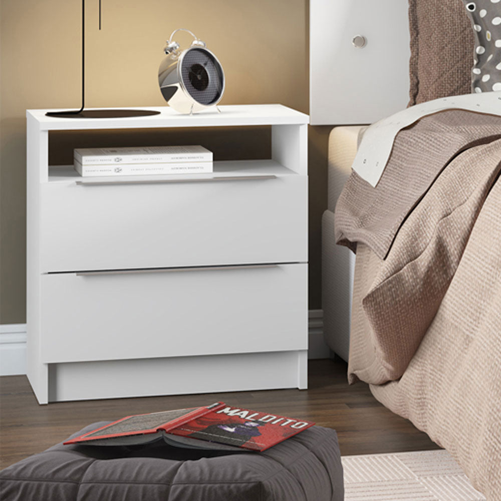 Buró Mesa de Noche con 2 Cajones Blanco