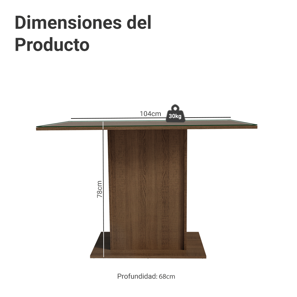 Mesa de Comedor Rectangular con Encimera de Vidrio Marrón 5329
