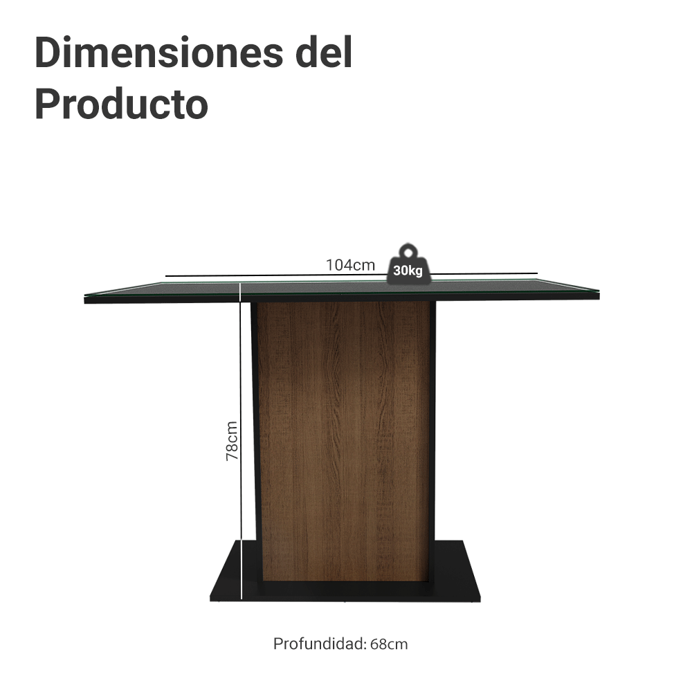 Mesa de Comedor Rectangular con Encimera de Vidrio Marrón/Negro 5329