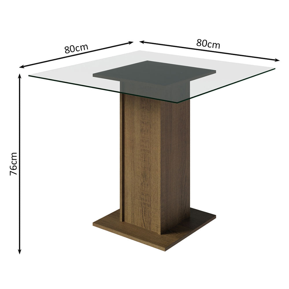 Mesa de Comedor Cuadrada con Encimera de Vidrio Marrón 5332A
