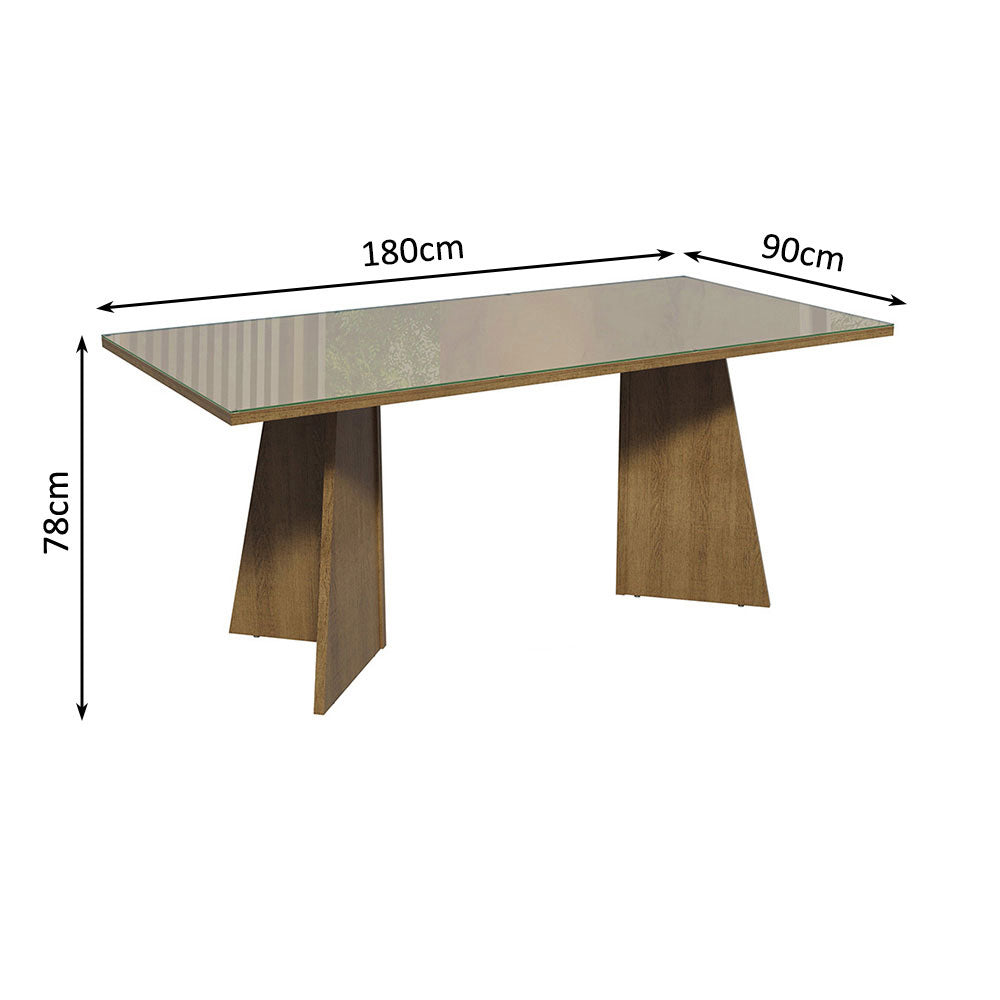 Mesa de Comedor Rectangular con Encimera de Vidrio Marrón/Crema 5388