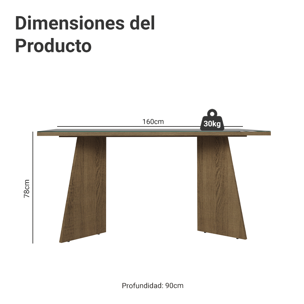 Mesa de Comedor Rectangular Encimera de Vidrio 5389 Marrón/Gris Madesa