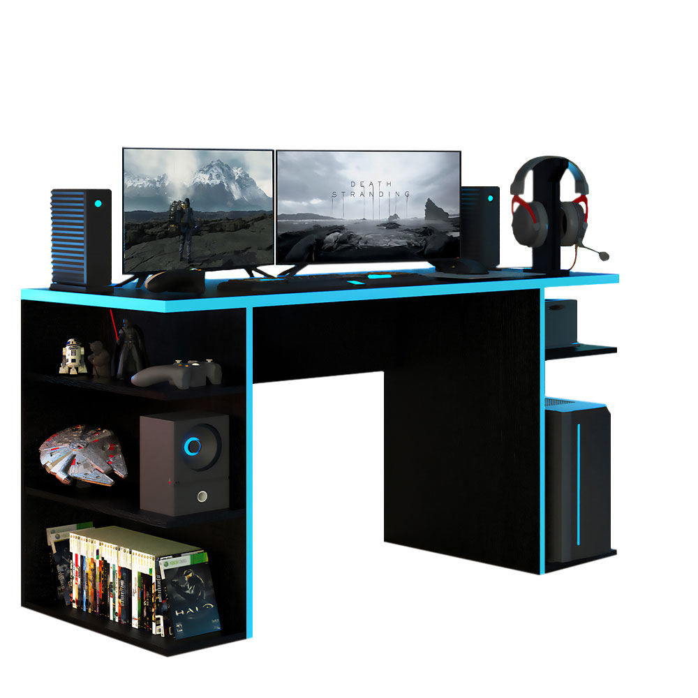 Escritorio Gamer Para PC y Consola Negro/Azul