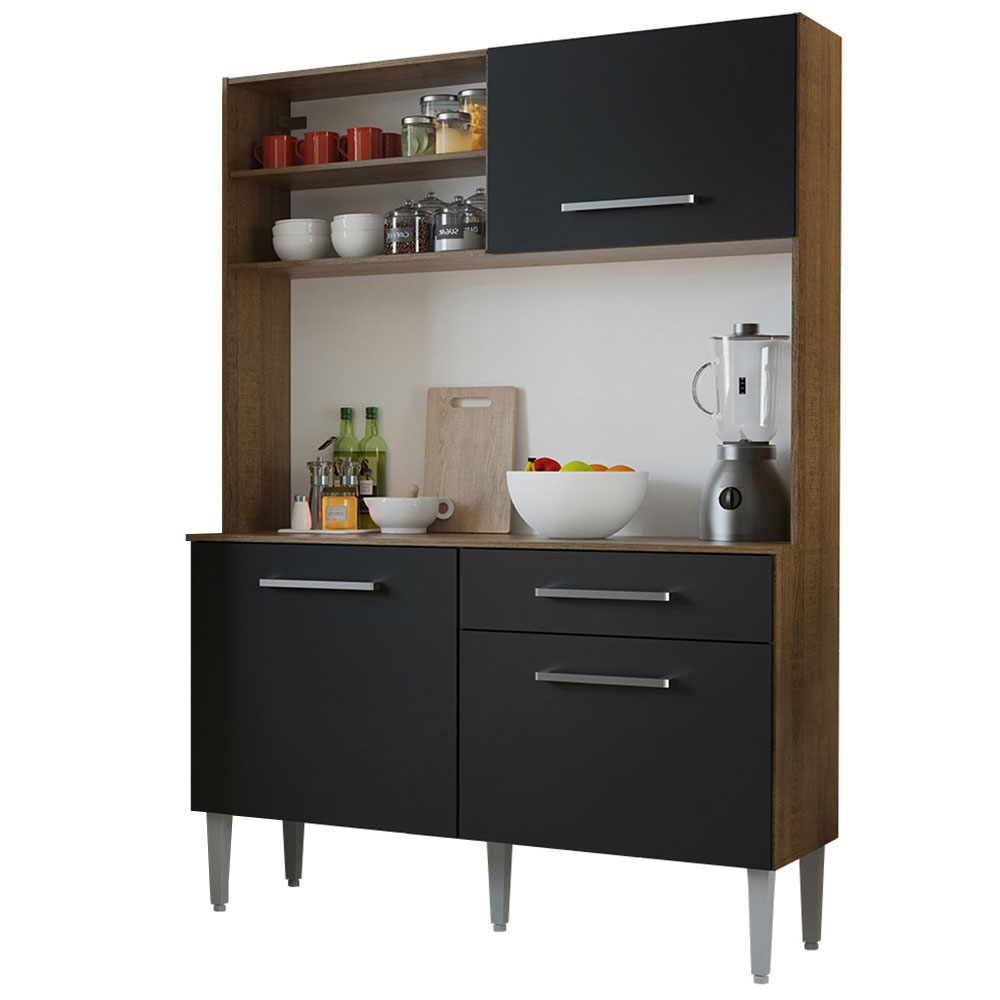 Cocina Compacta 120cm Marron/Negro Life