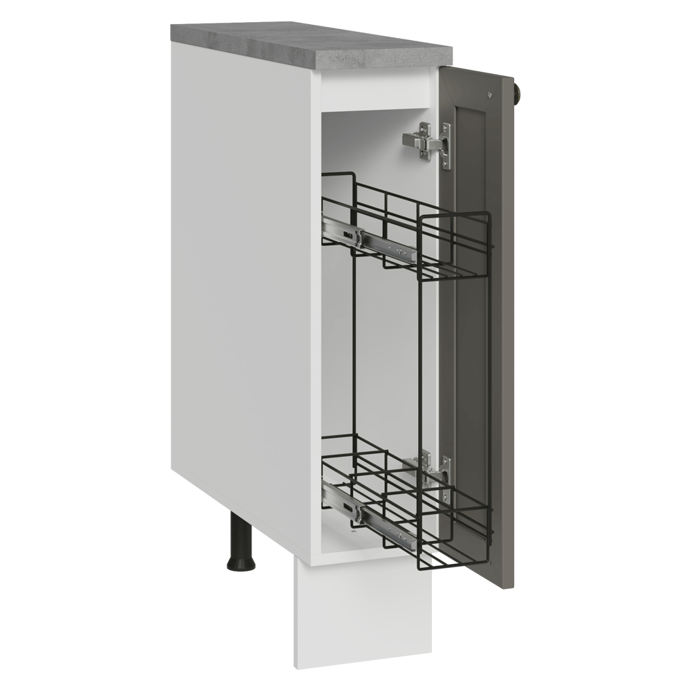 Gabinete Bajo Especiero 20x60 cm 1 Puerta (Con Encimera) Blanco/Gris Vik Madesa