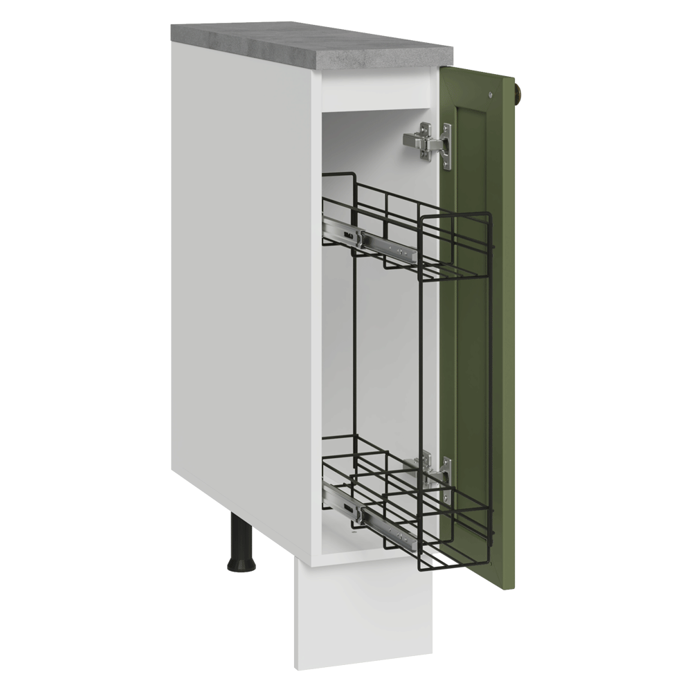 Gabinete Bajo Especiero 20x60 cm 1 Puerta (Con Encimera) Blanco/Verde Vik Madesa