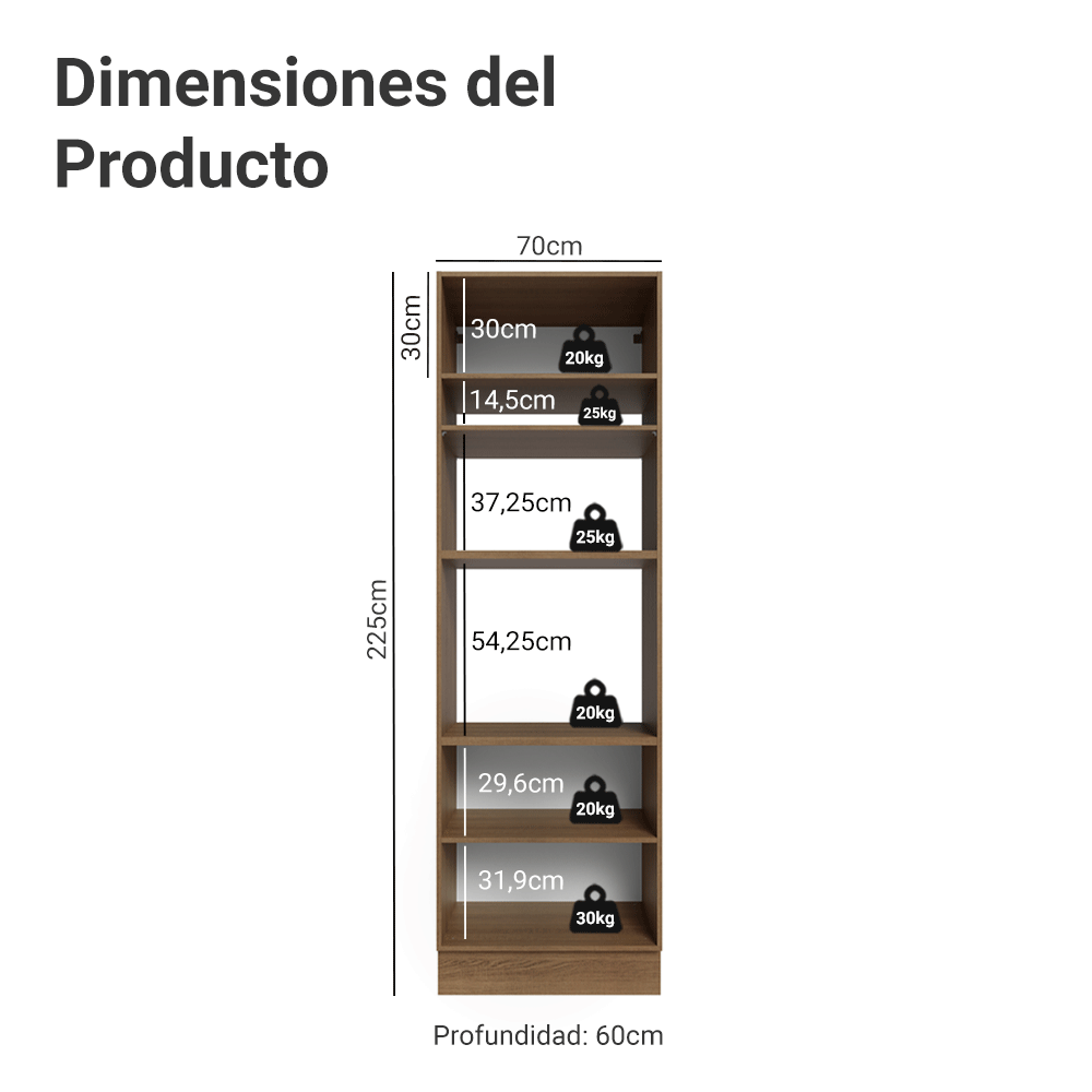 Mueble para Horno 70 x 60 cm 3 Puertas Marrón/Gris Vik Madesa