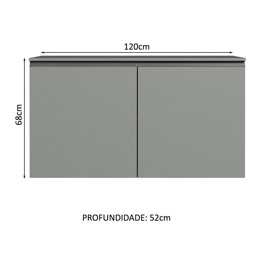 Gabinete Bajo para Fregadero 120 cm 2 Puertas Sin Patas Nice Gris