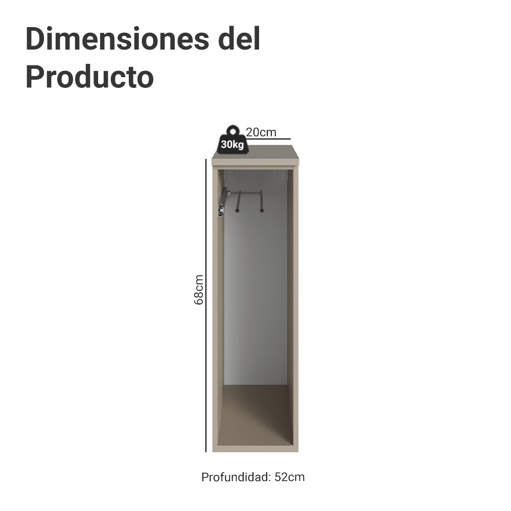 Estante para Paño 20 cm Sin Patas Nice Crema