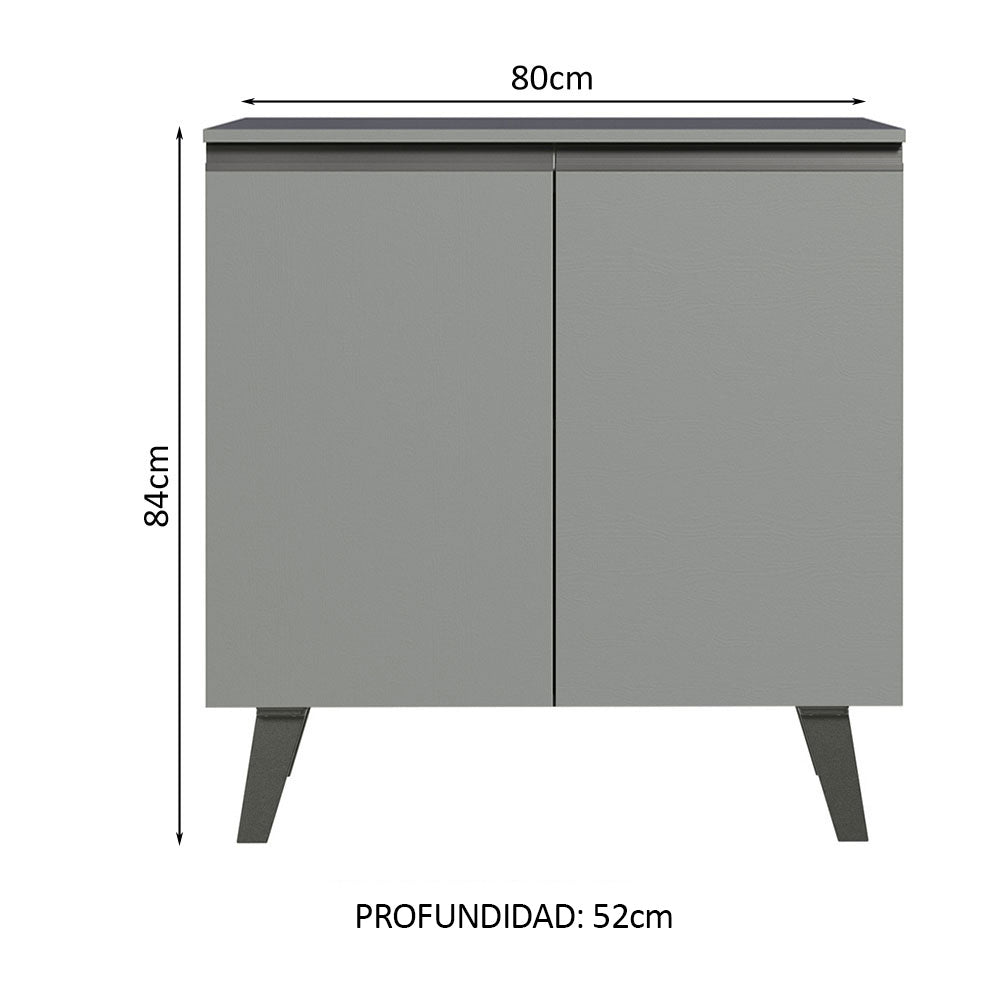 Gabinete Bajo 80 cm 2 Puertas Con Patas Gris Nice Madesa