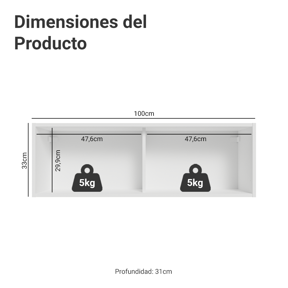 Gabinete Superior 100 cm 1 Puerta Abatible Blanco/Gris Vik Madesa