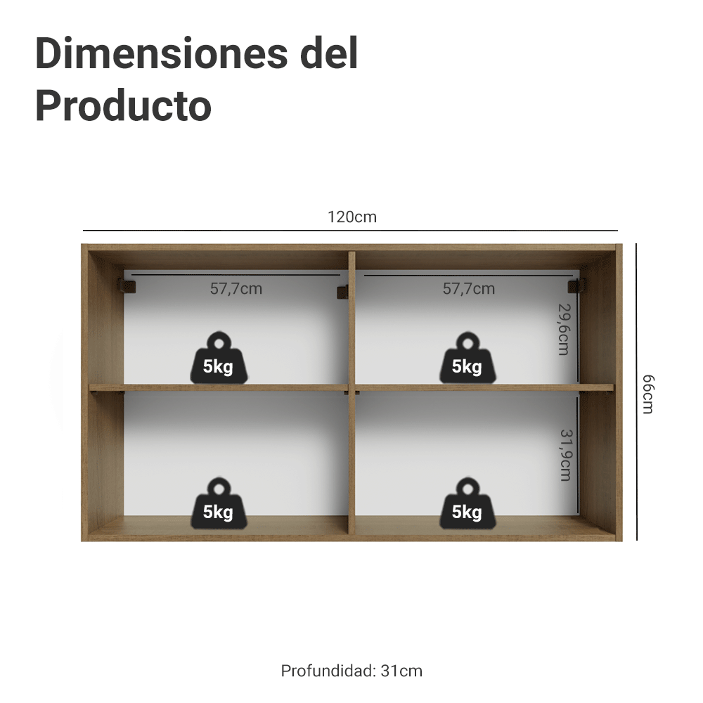 Gabinete Superior 120 cm 2 Puertas Blanco/Verde Vik Madesa