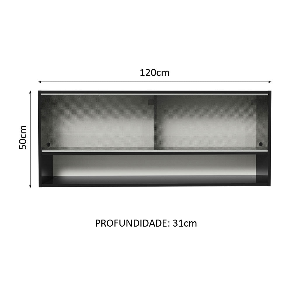 Gabinete Superior 2 Puertas Correderas Vidrio 120cm 1 Nicho Reims Negro