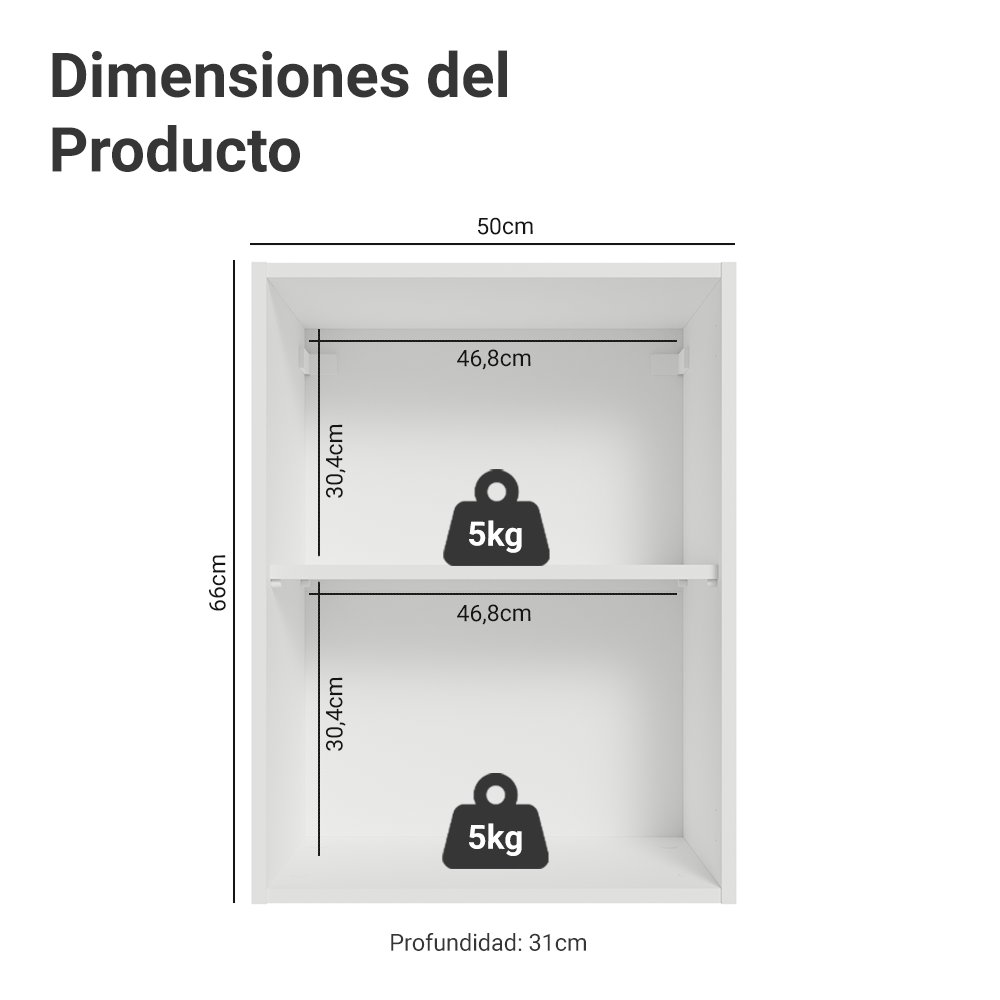Gabinete Superior 50cm 1 Puerta Blanco/Verde Vik Madesa