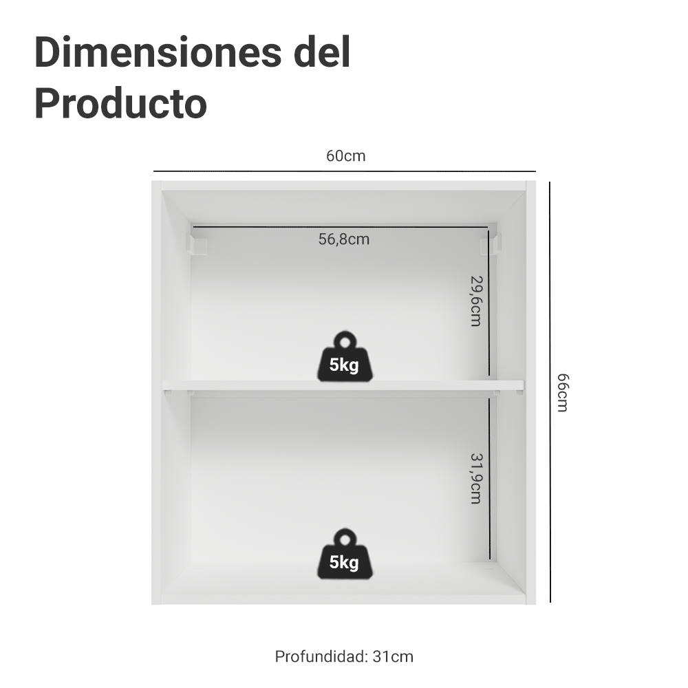 Gabinete Superior 60 cm 1 Puerta Blanco/Verde Vik Madesa