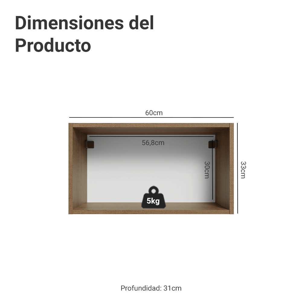 Gabinete Superior 60 cm 1 Puerta Abatible Marrón/Gris Vik Madesa