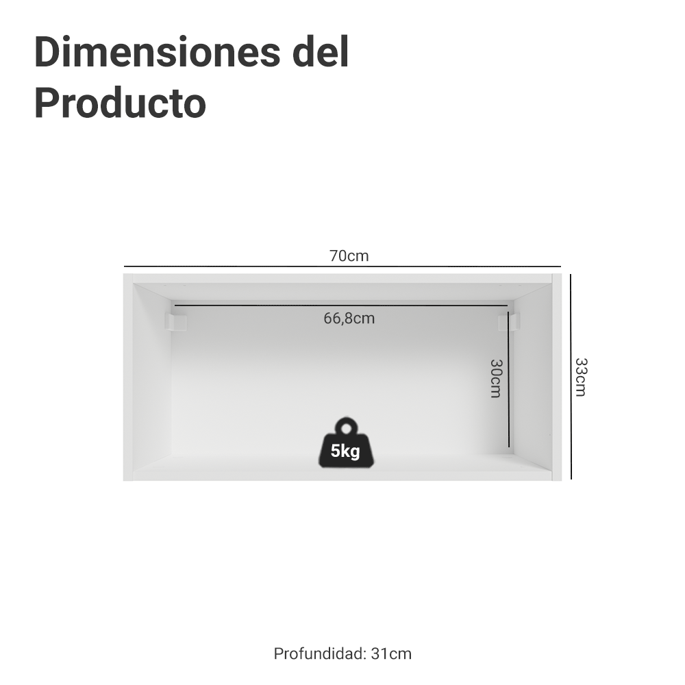Gabinete Superior 70 cm 1 Puerta Abatible Blanco/Verde Vik Madesa