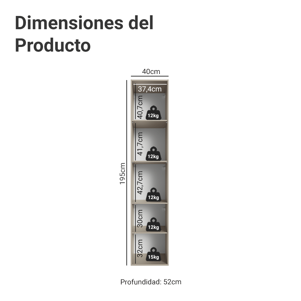 Despensero 40 cm 2 Puertas Sin Patas Nice Crema