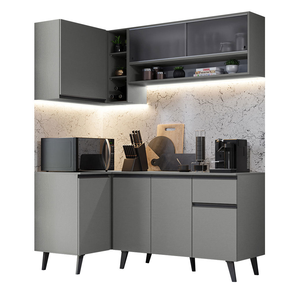 Cocina Integrale Esquinera 265 cm Gris Nice Madesa 02