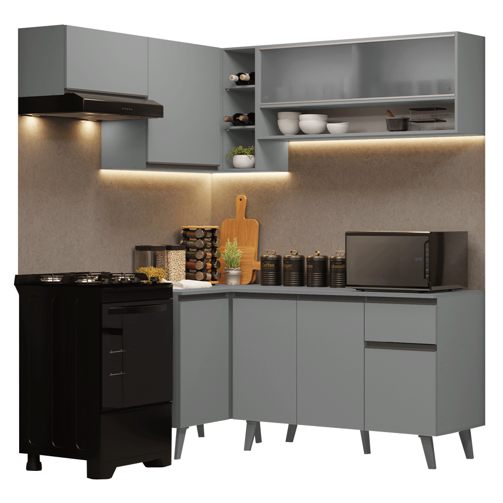 Cocina Integrale Esquinera 325 cm Gris Nice Madesa 03