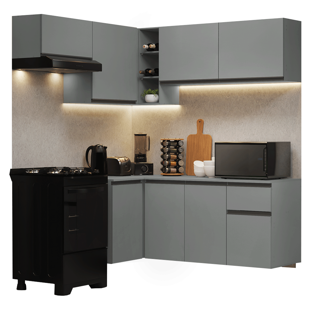 Cocina Esquinera 325 cm Sin Patas Nice Gris 05
