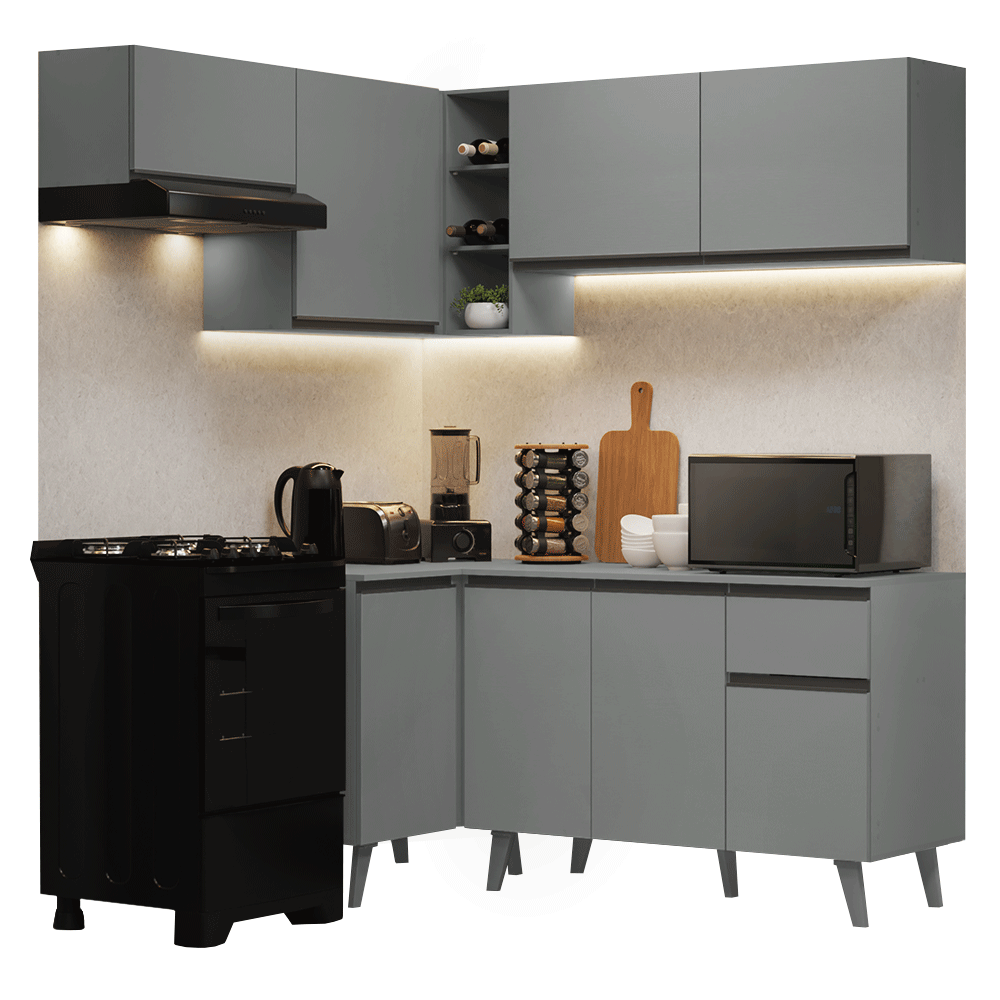 Cocina Integrale Esquinera 325 cm Gris Nice Madesa 06