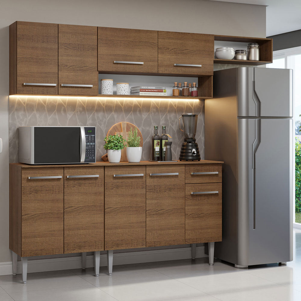 Cocina Integral 229cm con Encimera Marrón Emilly Madesa 14
