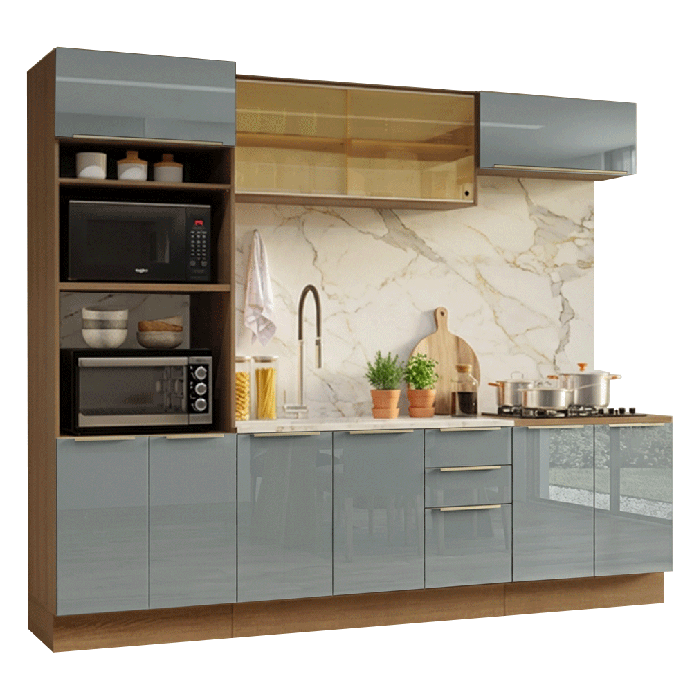 Cocina Integral 270 cm Marrón/Gris Lux Madesa 05