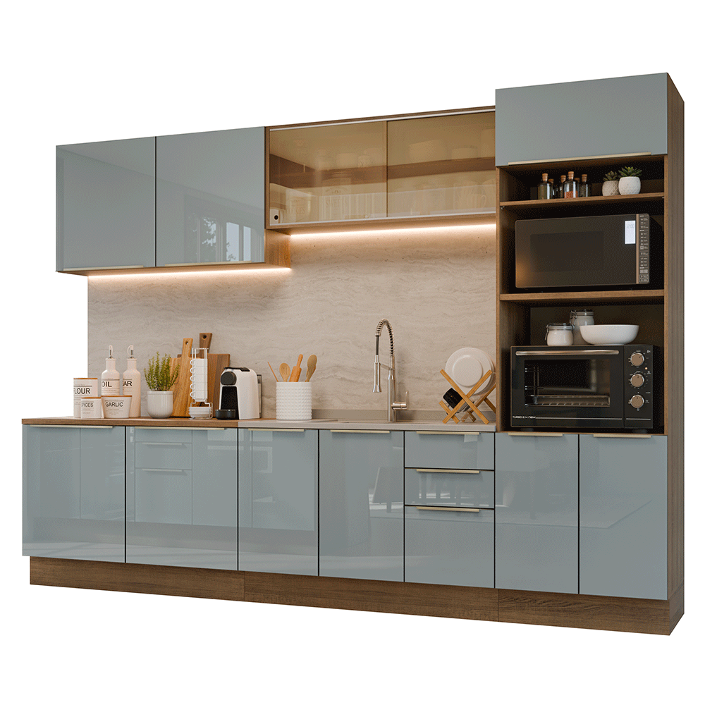 Cocina Integral 310 cm Marrón/Gris Lux Madesa 03