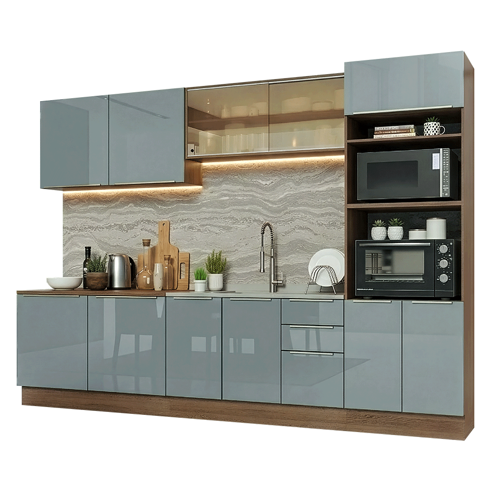 Cocina Integral 310 x 60 cm Marrón/Gris Lux Madesa 04