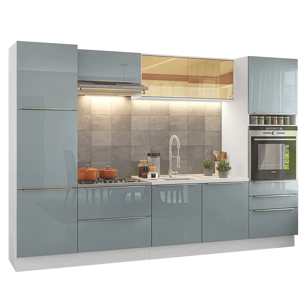 Cocina Integral 320 cm Blanco/Gris Lux Madesa 08