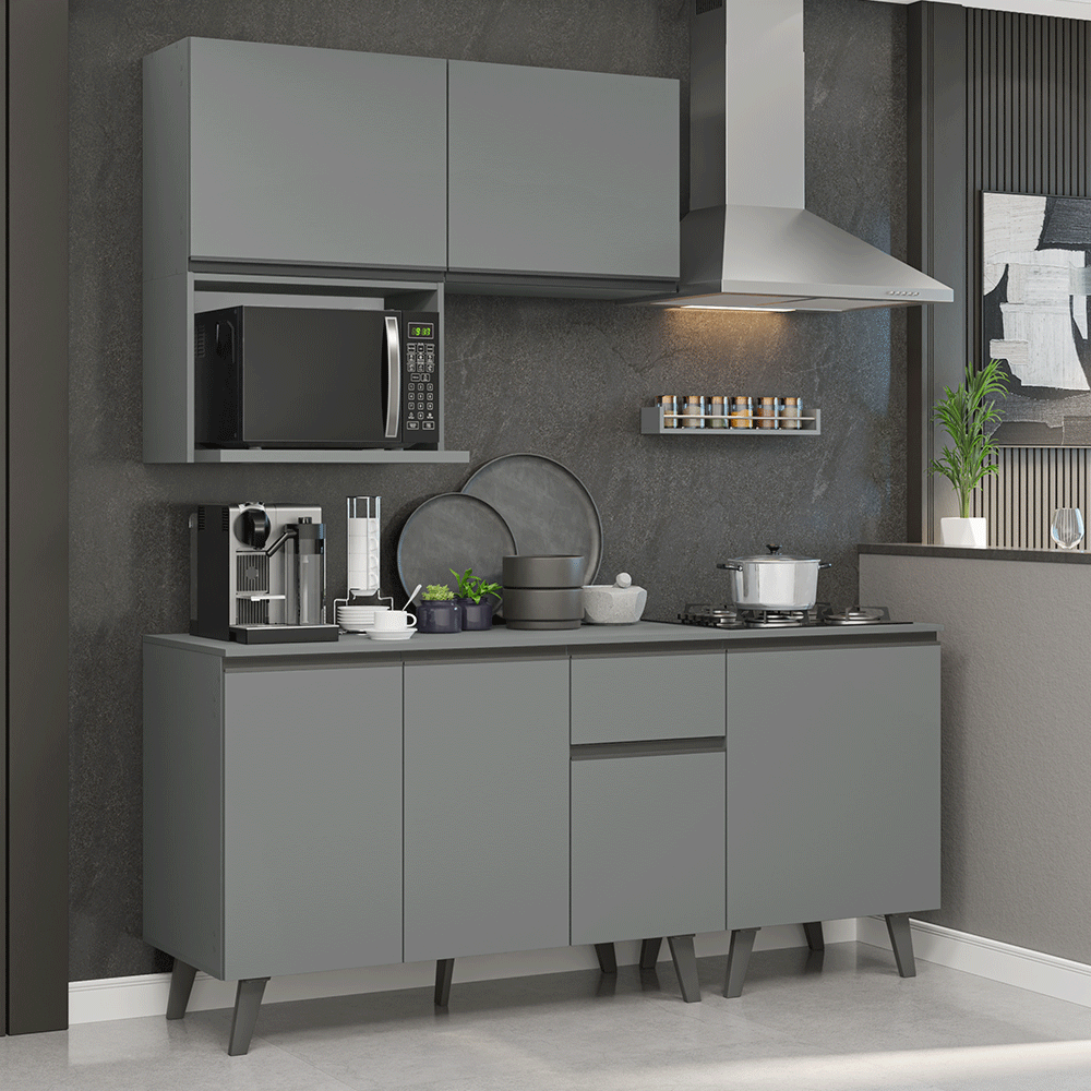 Cocina Compacta 180 cm Gris Nice Madesa 02