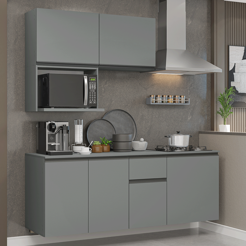 Cocina Compacta 180 cm Sin Patas Nice Gris 03