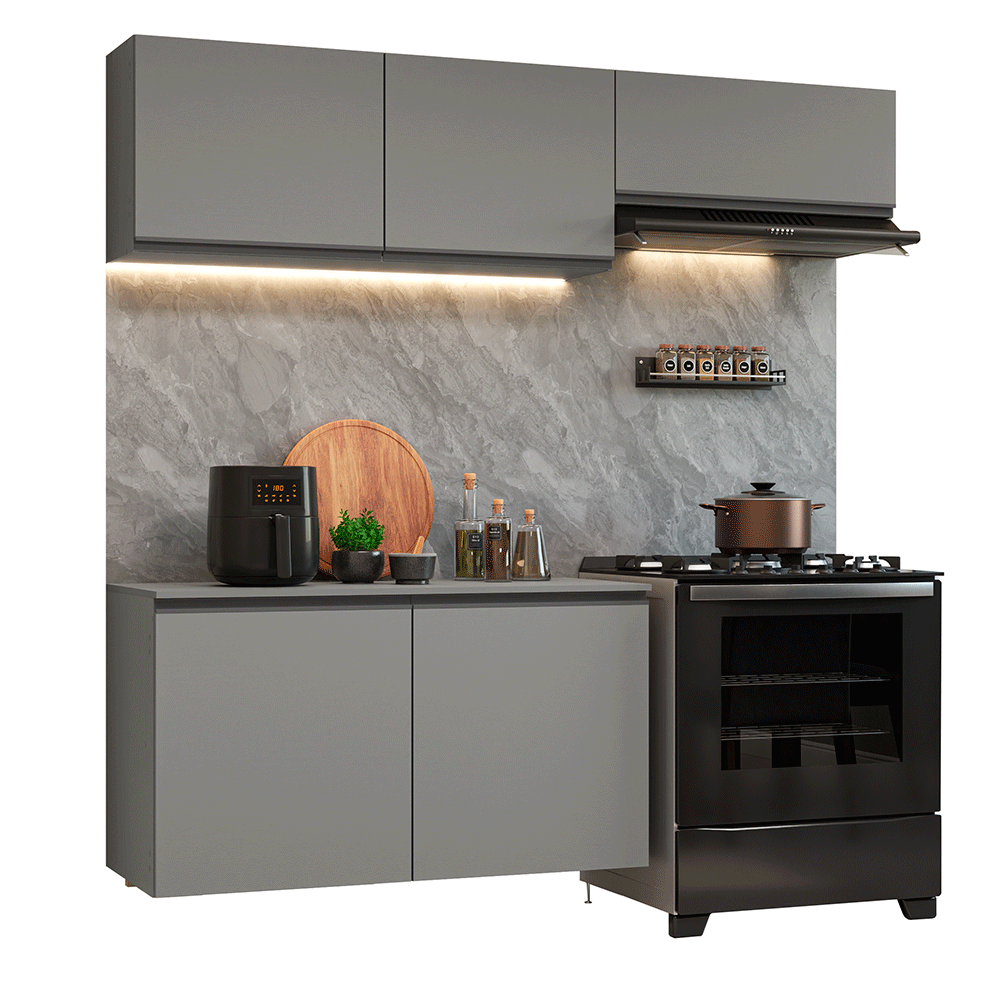 Cocina Compacta 200 cm Sin Patas Nice Gris 02