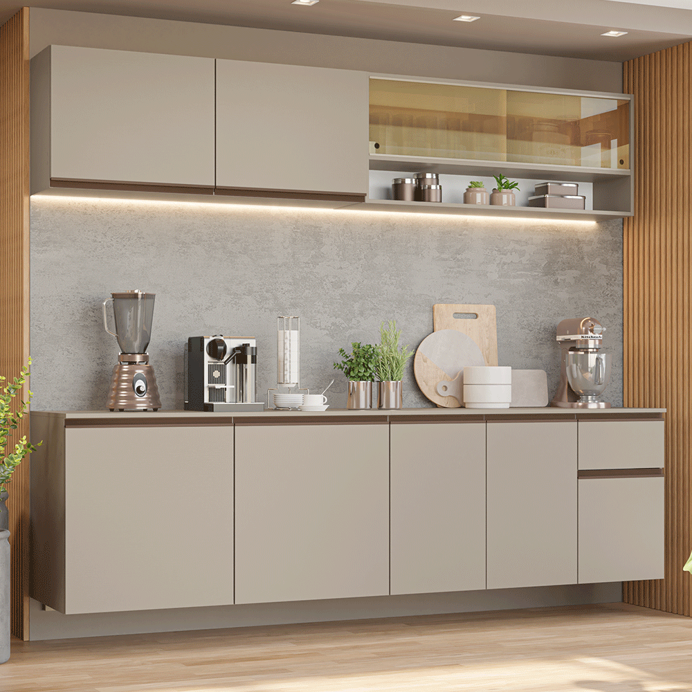 Cocina Integral 240 cm sin Patas Crema Nice 05