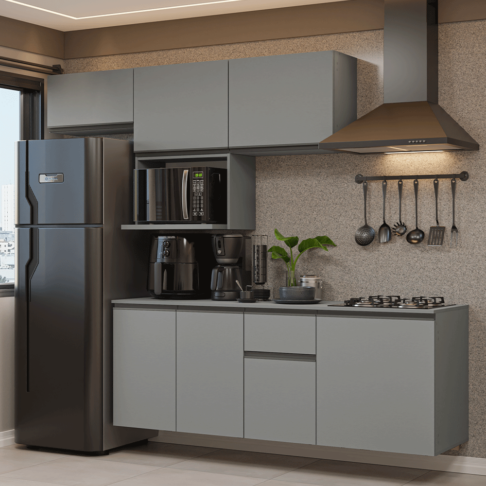 Cocina Integral 240 cm Sin Patas Nice Gris 07